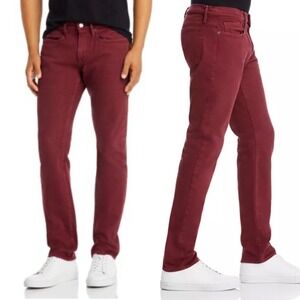 FRAME L'Homme Slim Fit Burgundy Jeans Mens Size 32 Casual Denim Pants‎